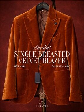 Lardini Rust Velvet Dinner Jacket | Made in Italy | NWT | 40R